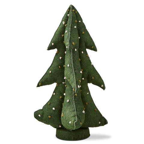 Large Dark Green French Knot Wool Tree Holiday Decor