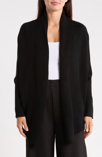 Patrizia Luca Drape Open Front Cardigan In Black
