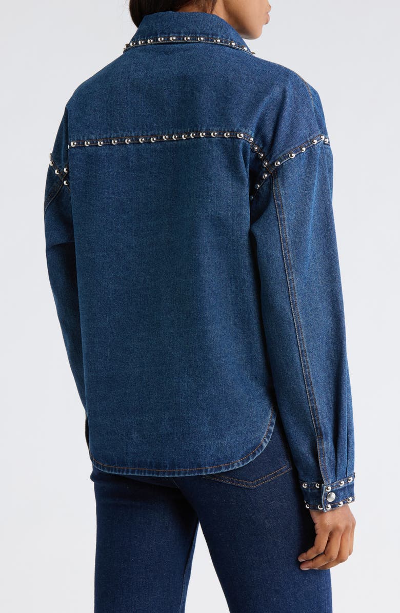 Vigoss Studded Denim Shacket, Alternate, color, Dark Wash