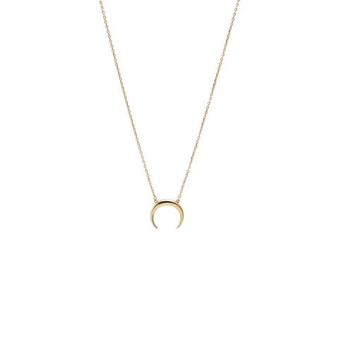 Solid Cow Horn Pendant Necklace 14K
