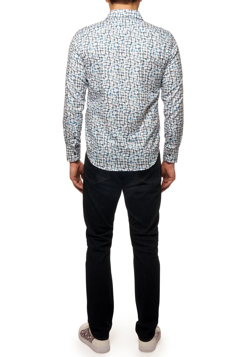 Robert Graham Kerberos Geo Print Button-Up Shirt, Alternate, color,