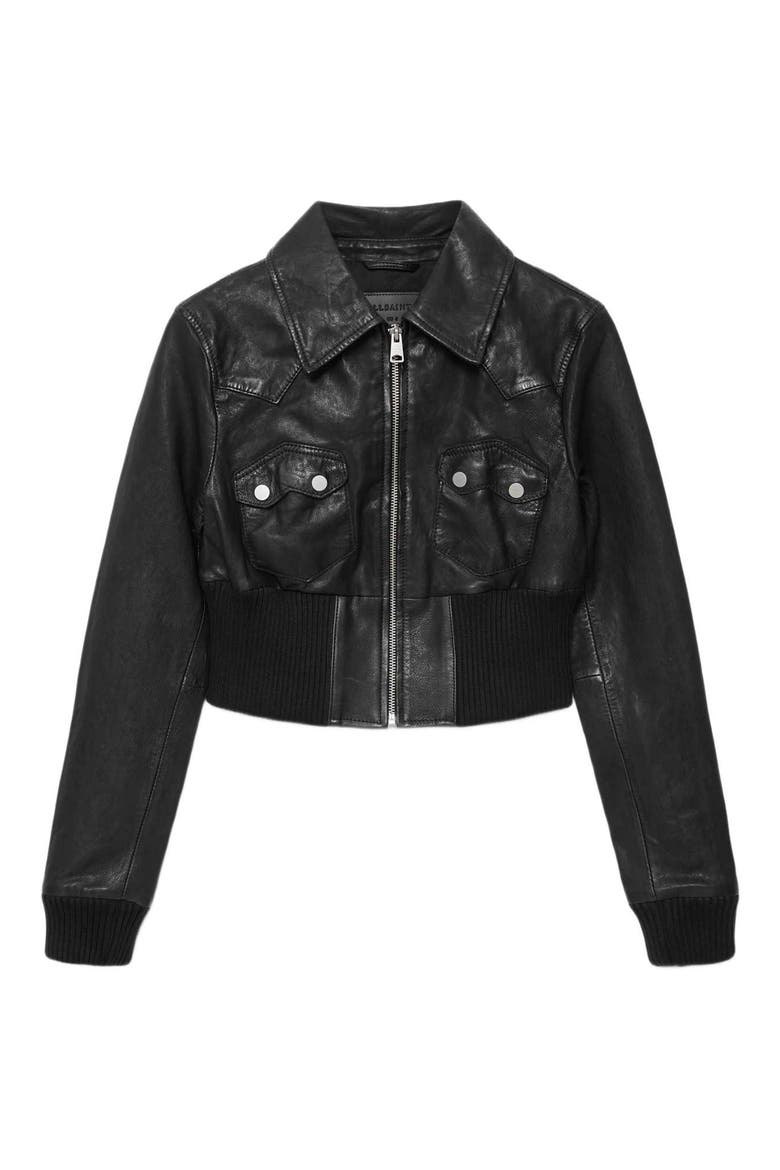 Lena Leather Jacket, Alternate, color, BLACK