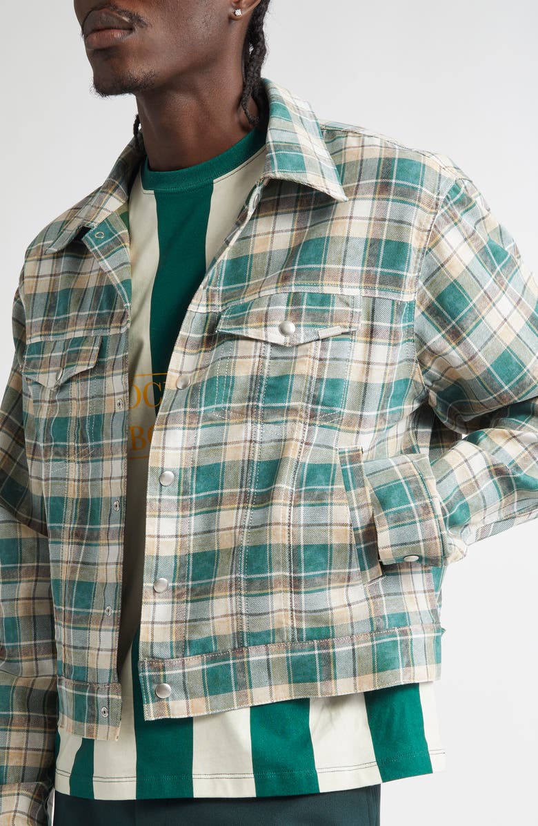 STOCKHOLM SURFBOARD CLUB Terrence Plaid Denim Trucker Jacket, Alternate, color,