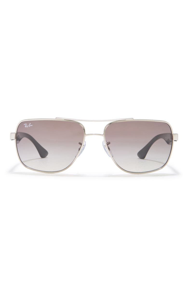 60mm Navigator Sunglasses, Main, color, SILVER