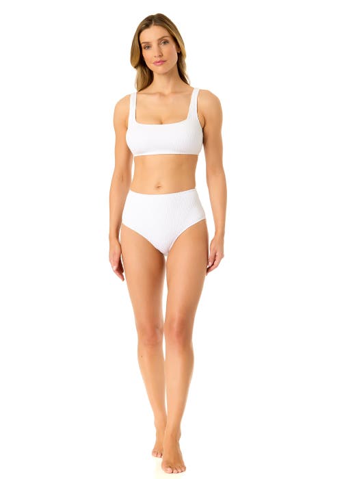 ANNE COLE LIVE IN COLOR TEXTURED CLASSIC SQUARE NECK BRALETTE BIKINI SWIM TOP 