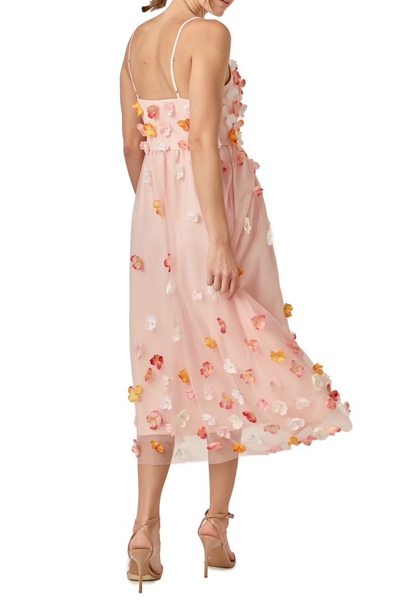 English Factory Floral Appliqué Midi Dress, Alternate, color, Pink