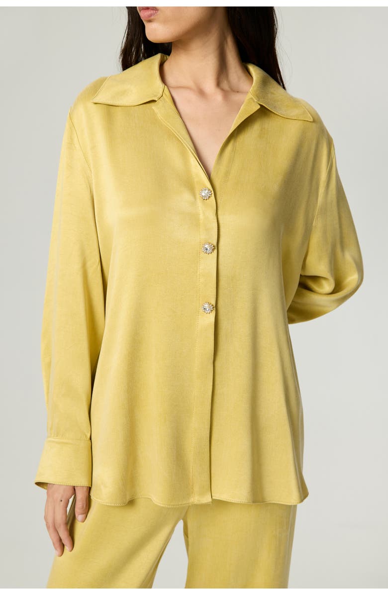 Nocturne Belted Shirt with Statement Buttons, Alternate, color, Yellow