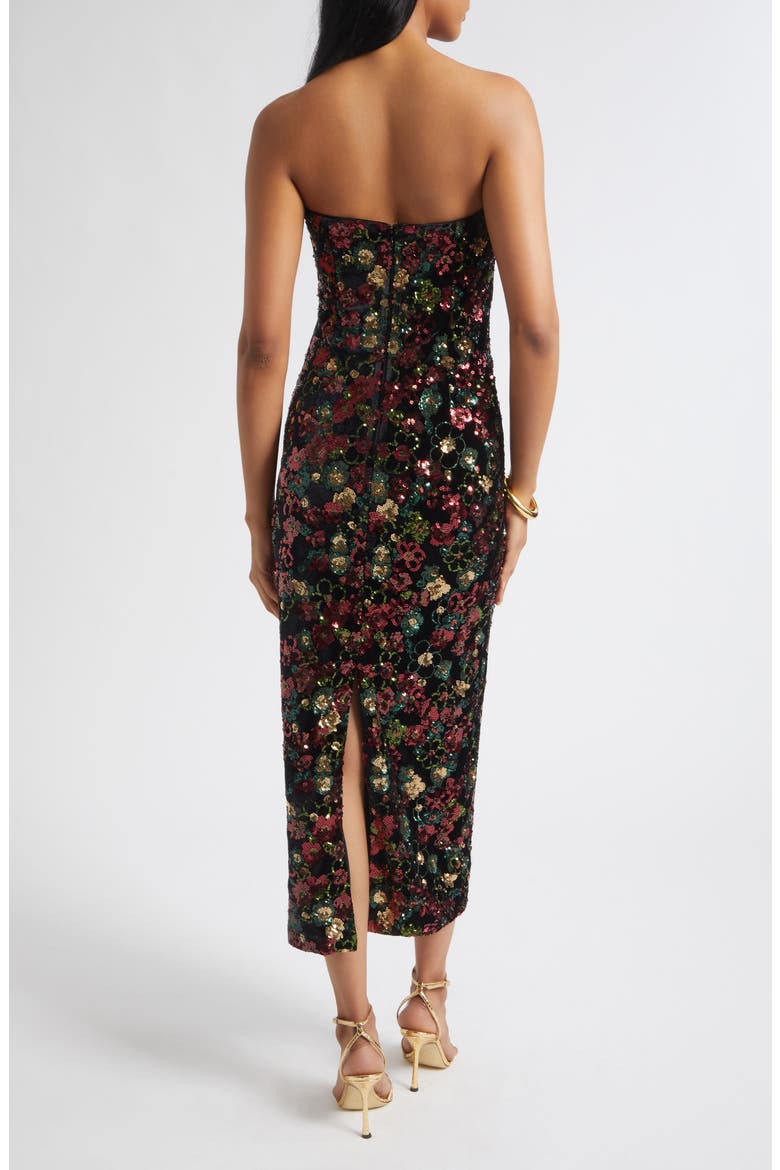 Natalie Strapless Floral Sequin Midi Dress, Alternate, color, FLORAL SEQUIN