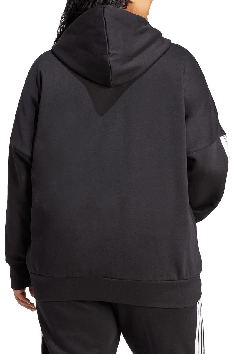 3-Stripes Fleece Zip Hoodie, Alternate, color, BLACK/ WHITE