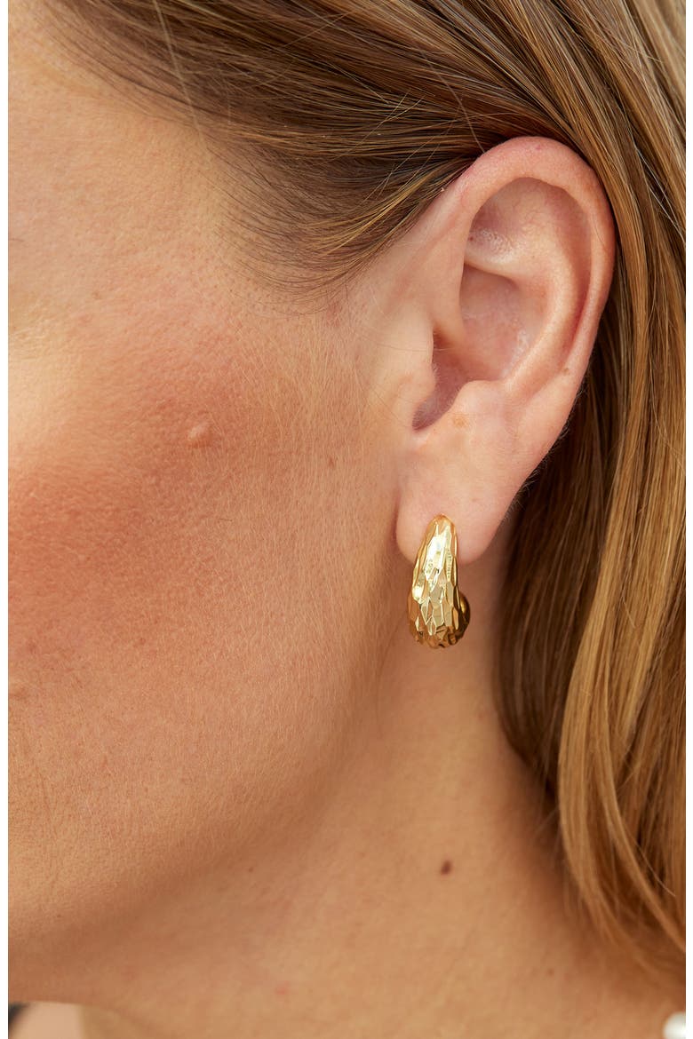 Textured Dome Half Hoop Earrings, Alternate, color, GOLD
