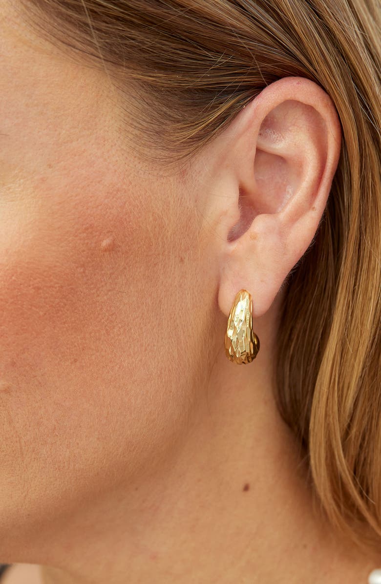 SAVVY CIE JEWELS Textured Dome Half Hoop Earrings, Alternate, color, Gold