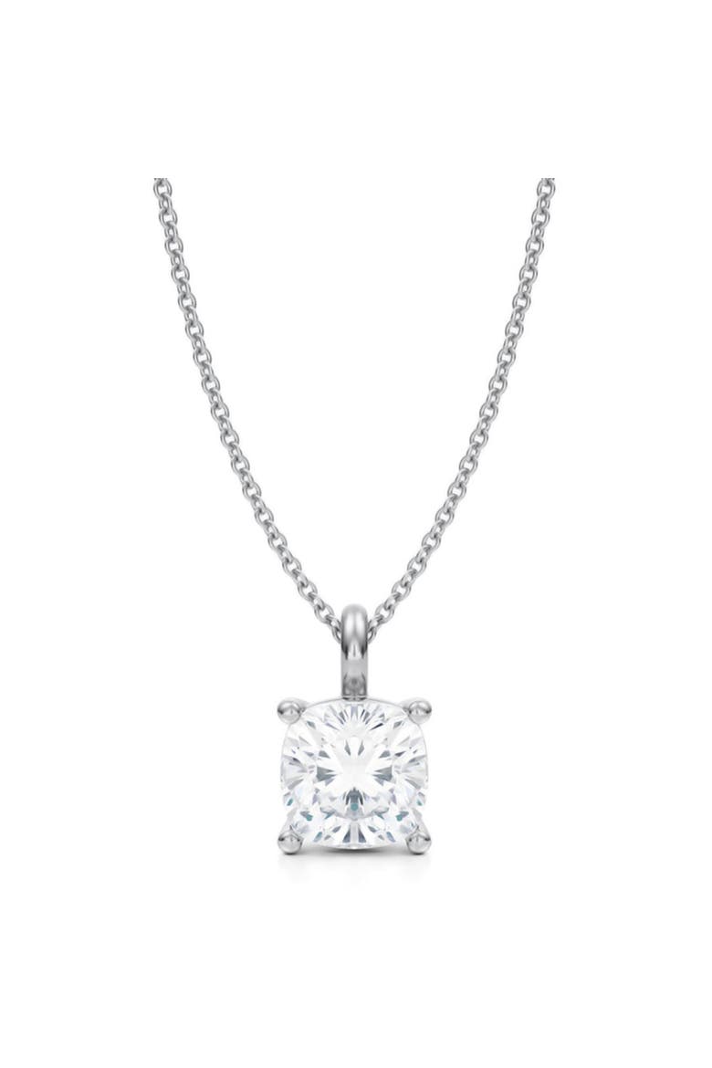 Cushion Solitaire Lab Diamond Pendant Necklace 14K 2.50ct, Main, color, White Gold