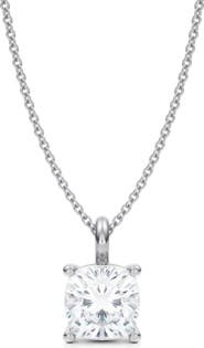 ALLUREZ Cushion Solitaire Lab Diamond Pendant Necklace 14K 2.50ct