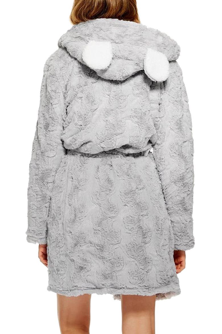 Squiggle Faux Fur Fluffy Robe, Alternate, color, GREY MULTI