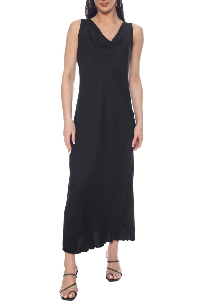 Sleeveless Cowl Neck Dress, Main, color, BLACK