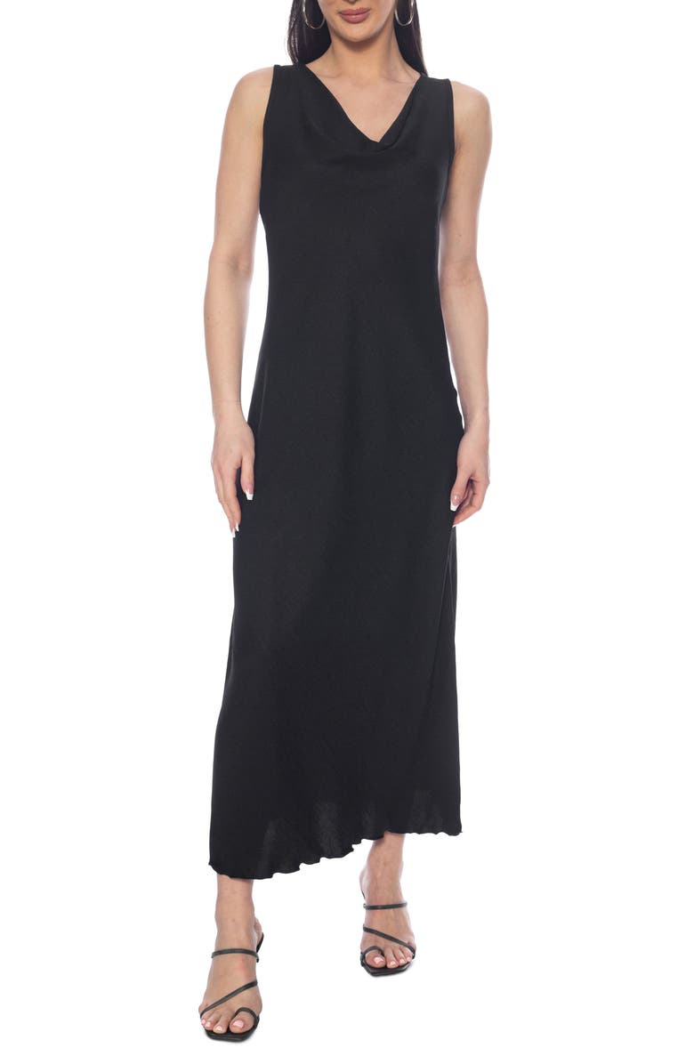 TASH AND SOPHIE Sleeveless Cowl Neck Dress, Main, color, Black