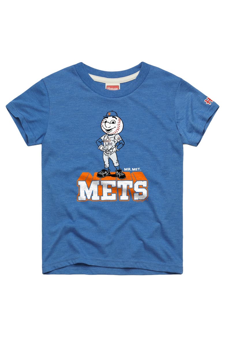 Youth Homage Royal New York Mets Mascot Tri-Blend T-Shirt, Main, color, Royal