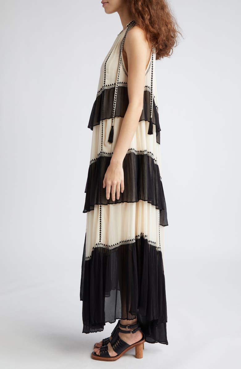 Ulla Johnson Delilah Colorblock Tiered Silk Georgette Maxi Dress, Alternate, color,