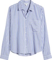 beachlunchlounge Candy Stripe Cotton Blend Button-Up Shirt