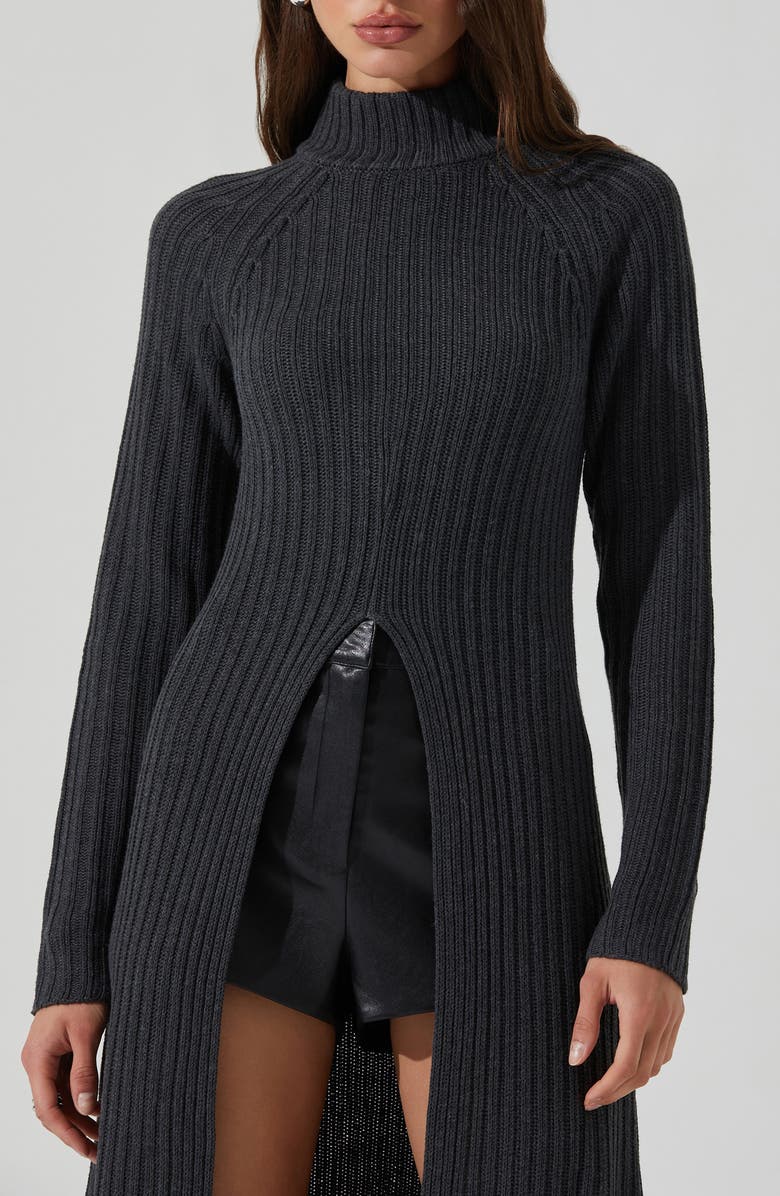 ASTR the Label Estilo Extended Hem Sweater, Alternate, color, Charcoal