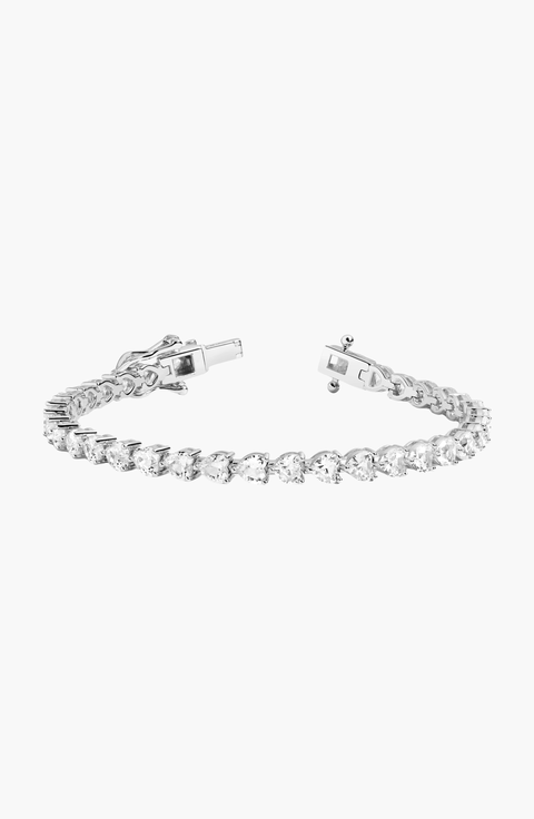 Lab Grown White Sapphire Heart Tennis Bracelet