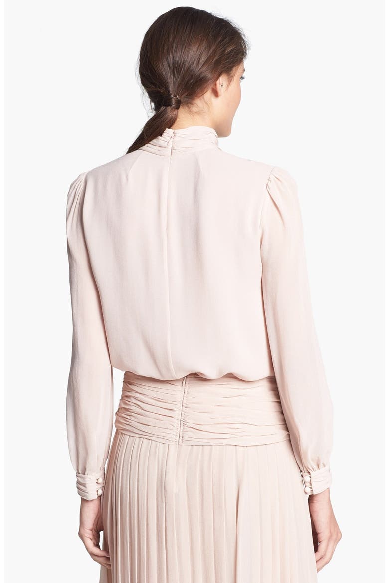 'Jasmine' Pleated Silk Blouse, Alternate, color, BLUSH CHAMPAGNE
