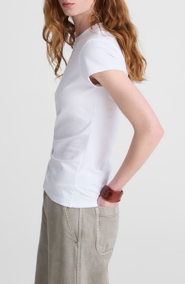 Madewell Asymmetric Ruched Jersey T-Shirt, Alternate, color, White