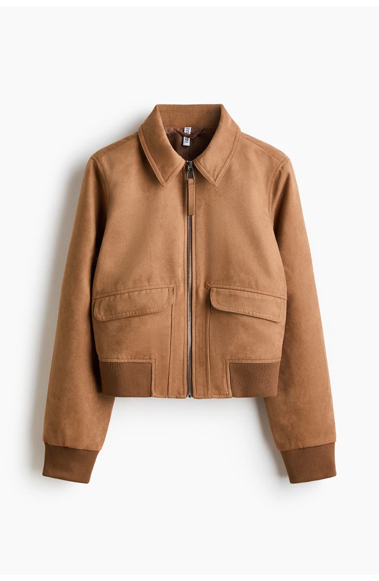 H&M Collared Bomber Jacket, Main, color, Dark Beige