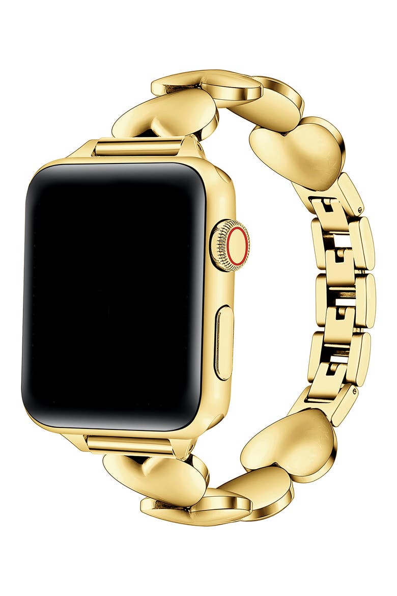 Aphrodite Heart Bracelet Apple Watch® Watchband, Alternate, color, GOLD