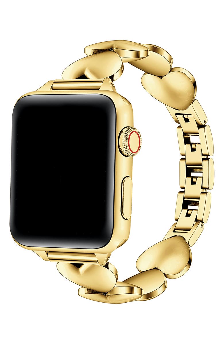 The Posh Tech Aphrodite Heart Bracelet Apple Watch<sup>®</sup> Watchband, Alternate, color, Gold