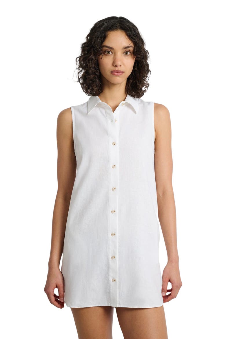 Air Linen Sleeveless Shirtdress, Alternate, color, WHITE