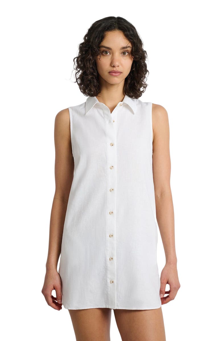 Onia Air Linen Sleeveless Shirtdress, Alternate, color, White