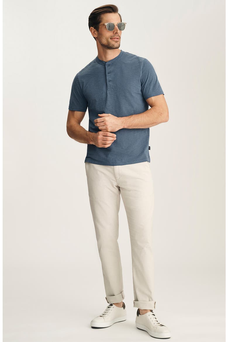 Short Sleve Slub Cotton Henley, Alternate, color, VINTAGE INDIGO