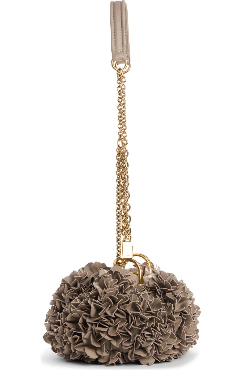 Chloé Pleated Flower Leather Crossbody Bag, Alternate, color, Woodsmoke