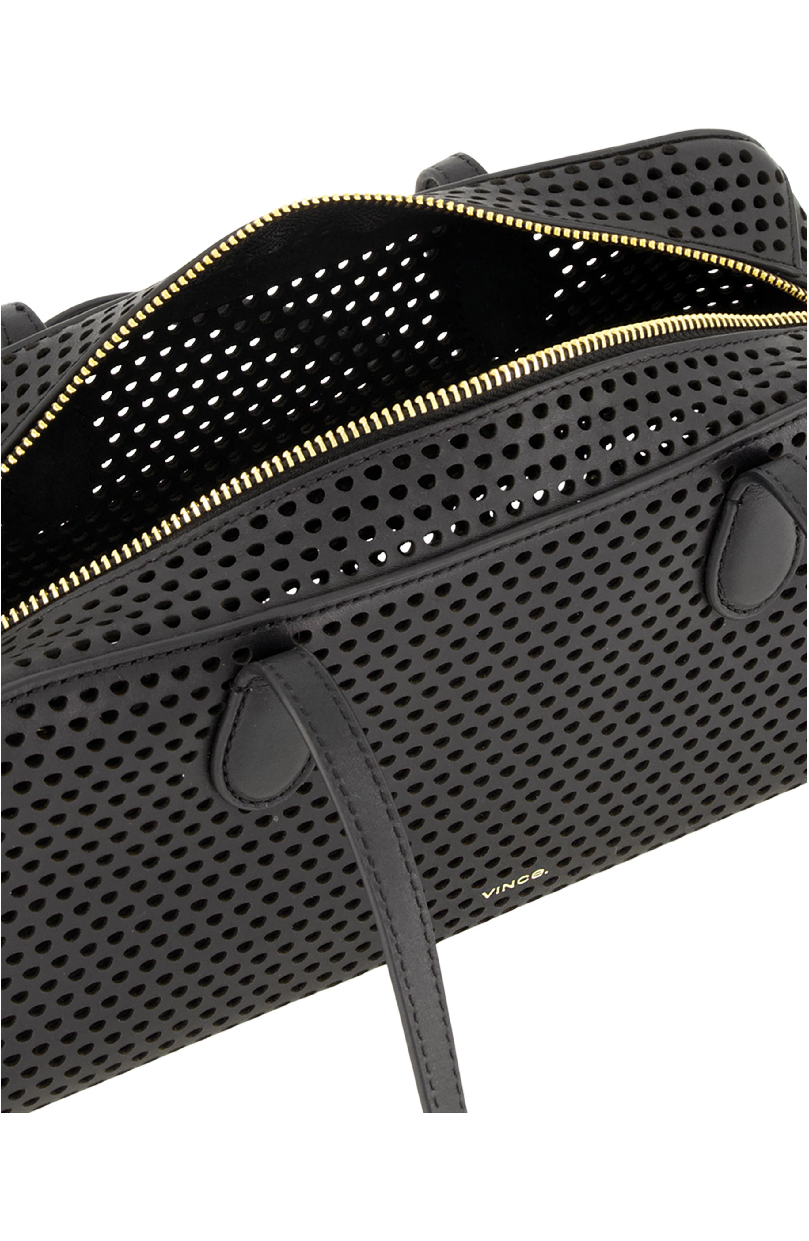 Vince Athene Perforated Leather East/West Shoulder Bag, Alternate, color, Black