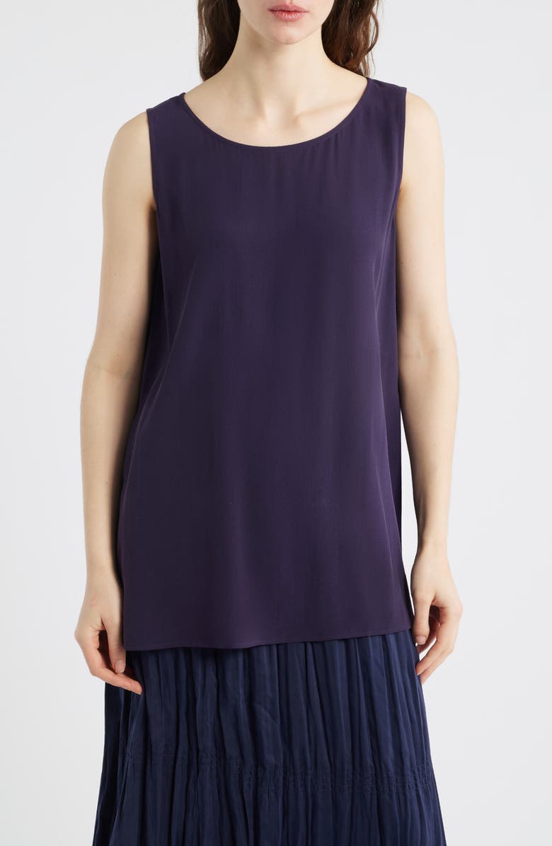 Eileen Fisher Sleeveless Silk Tunic Top, Main, color, Aubergine