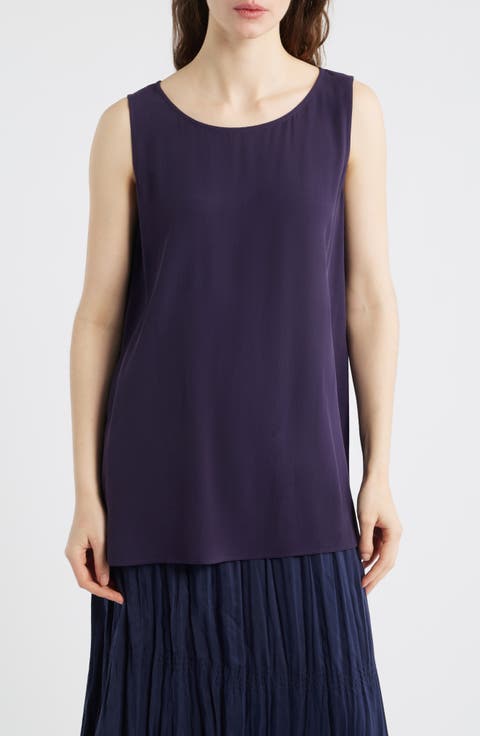 Sleeveless Silk Tunic Top