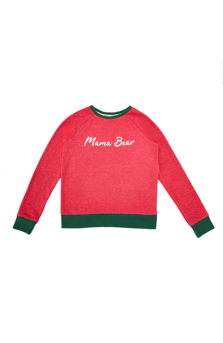 DEARFOAMS 2 Piece Mama Bear Holiday Pajama Set, Alternate, color, Red