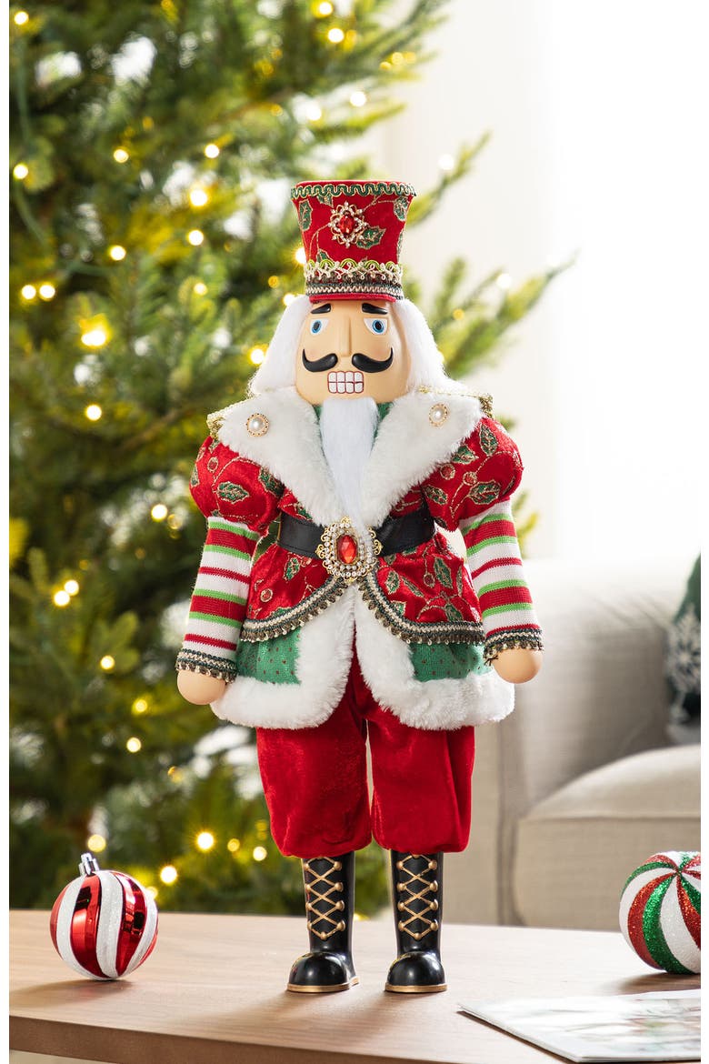 20"H Faux Fur Christmas Nutcracker Figurine, Alternate, color, Red