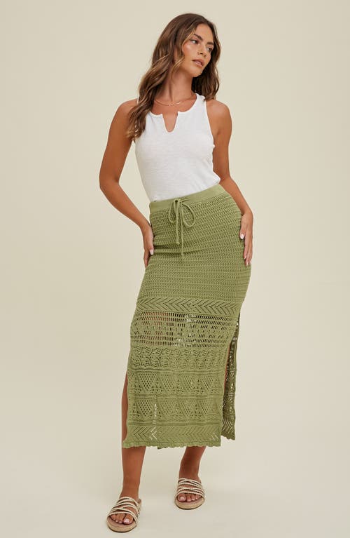 Wishlist Open Stitch Drawstring Cotton Midi Skirt