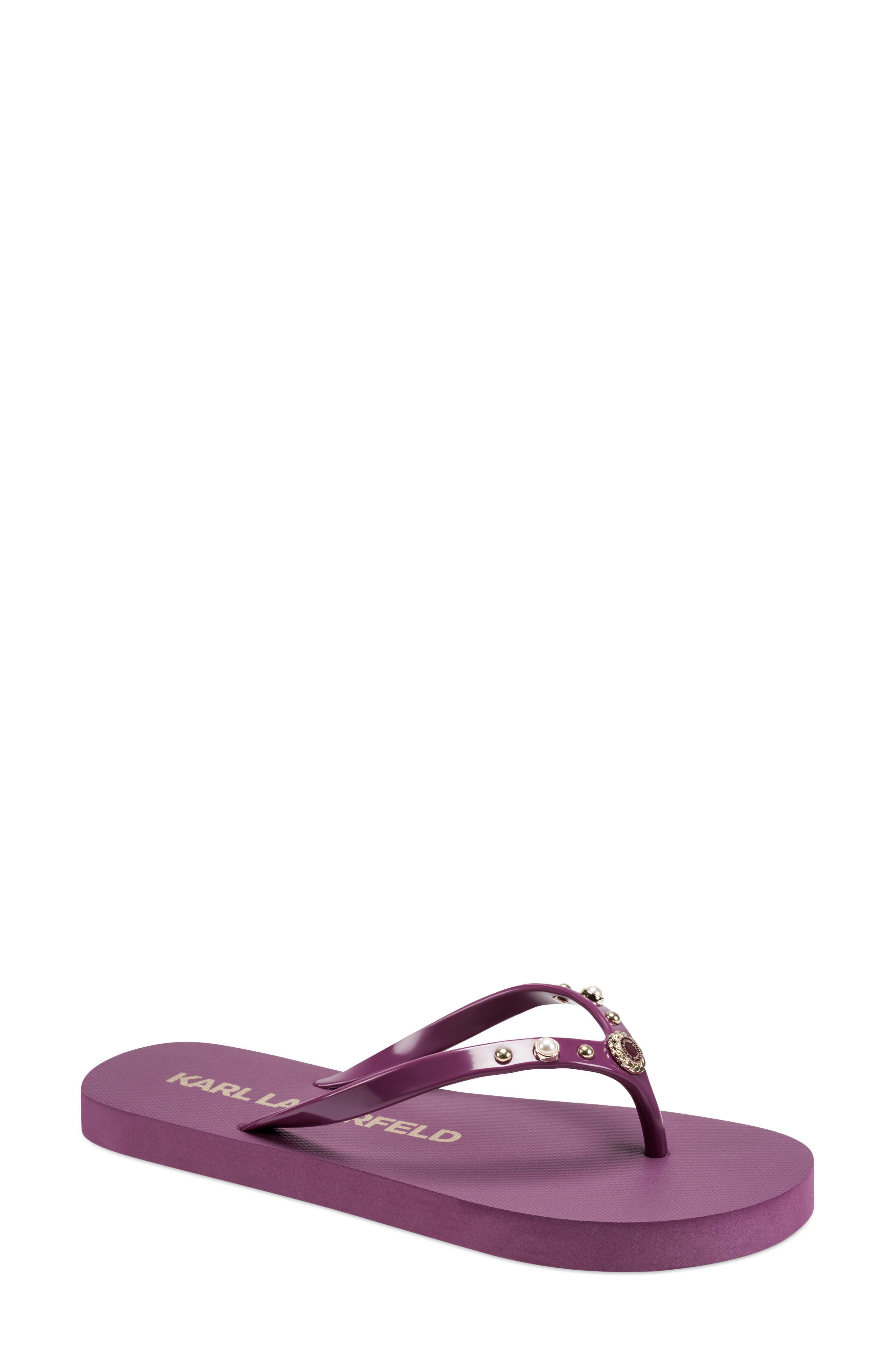 Zimia Button Flip Flop, Main, color, PURPLE POTION