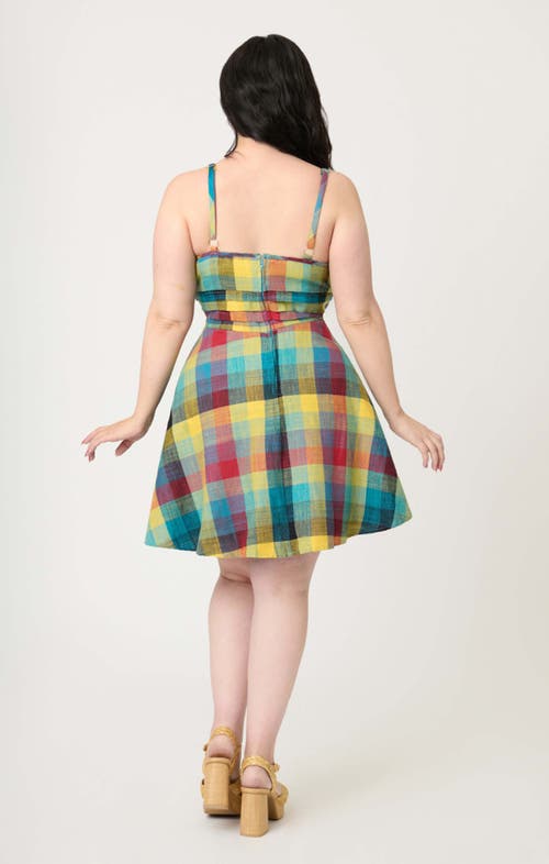 Unique Vintage Plus Size 1950s Sleeveless Cotton Flare Dress In Multi