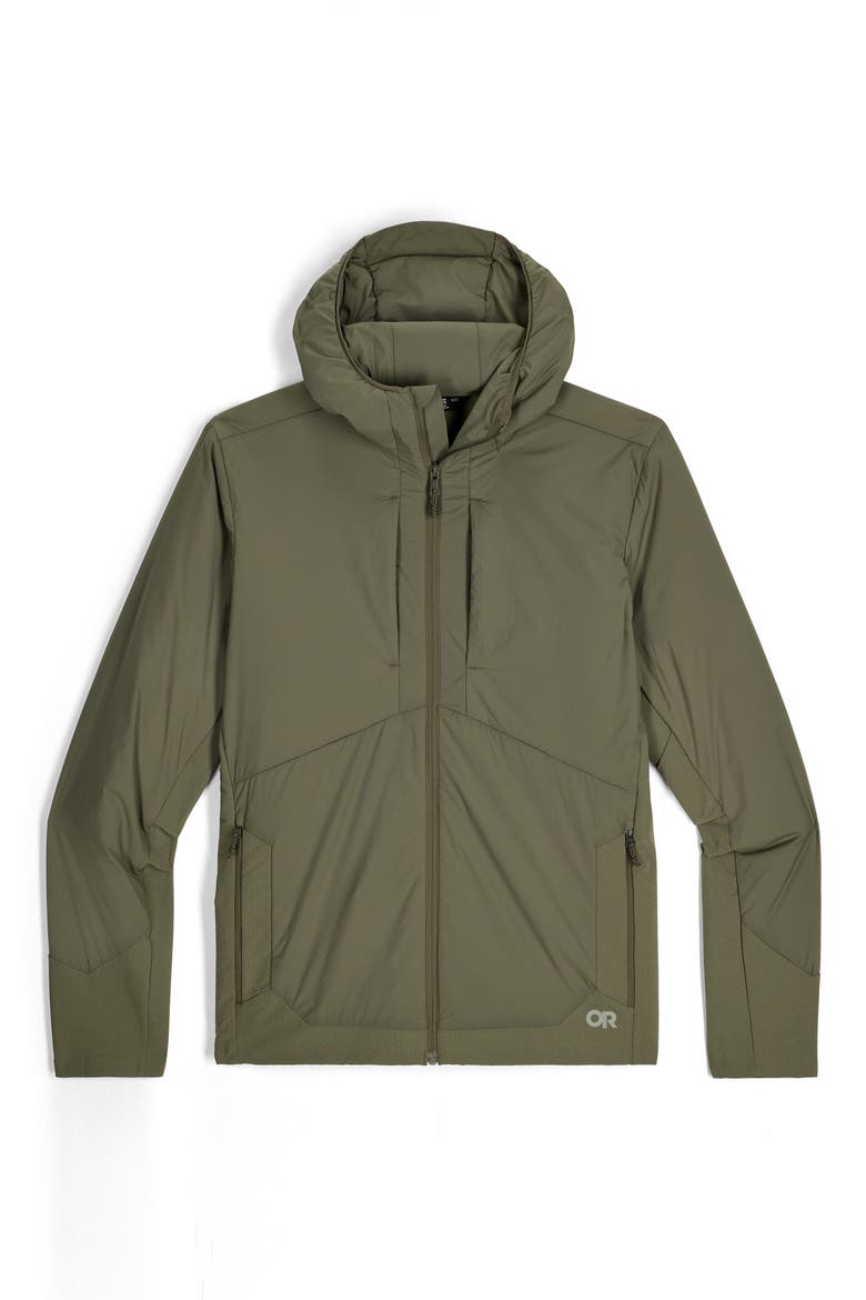 Shadow Hybrid Hooded Water Resistant Jacket, Alternate, color, RANGER GREEN