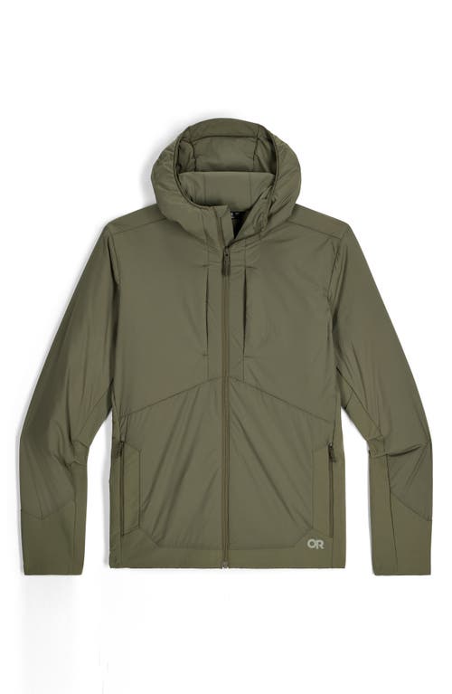 Outdoor Research Shadow Hybrid Hooded Water Resistant Jacket In Green