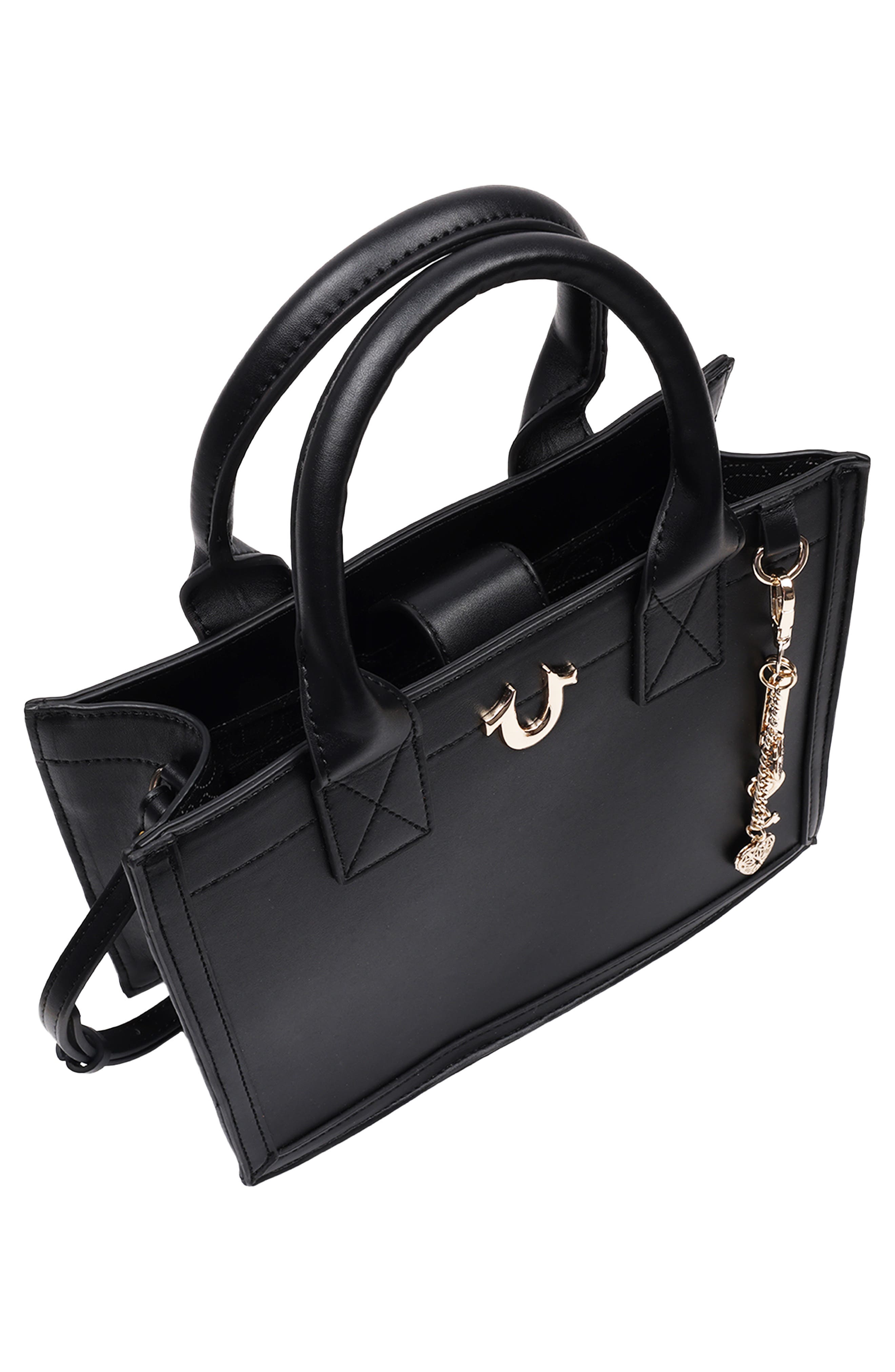 True Religion Modern Edge Charm Tote, Alternate, color, Black