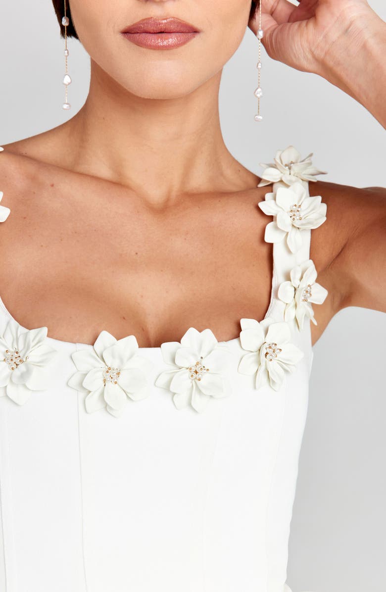 NADINE MERABI Cindy Floral Appliqué Fit & Flare Minidress, Alternate, color, White