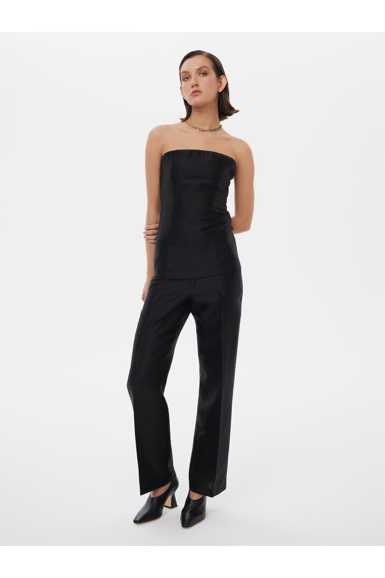 Tailored Silk Wool Corset Top, Alternate, color, Black