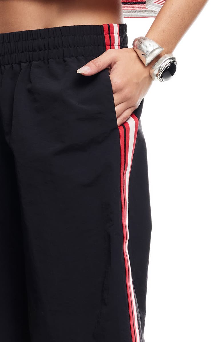 LIONESS Sevigney Side Stripe Long Shorts, Alternate, color, Onyx