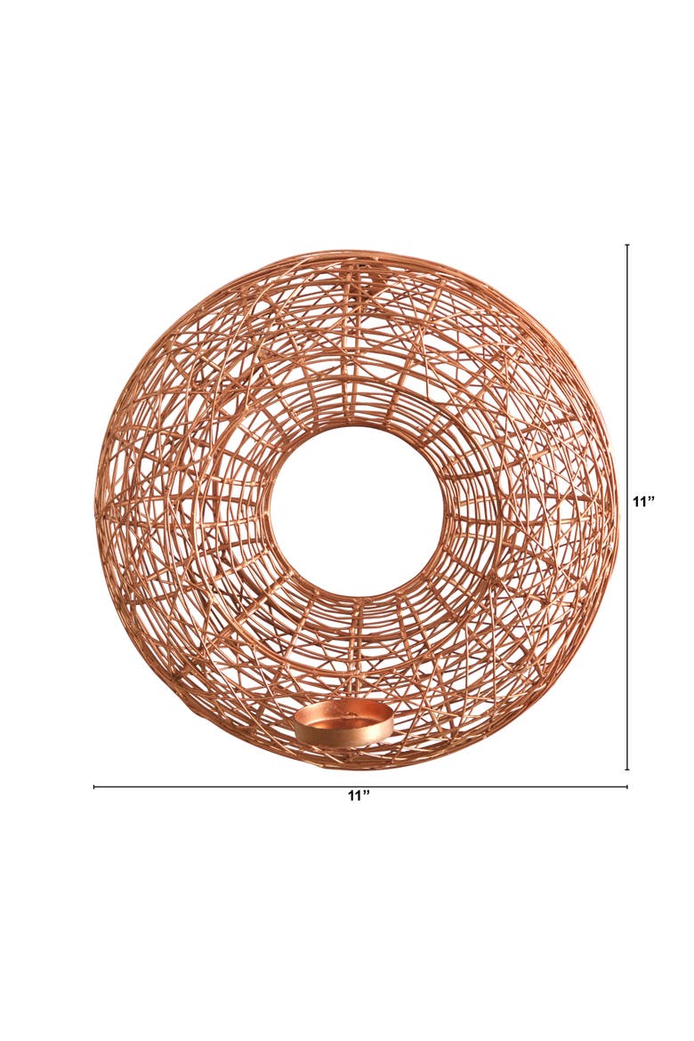 11-in Wired Copper Circle Wall Sconce Candle Holder, Alternate, color, Copper