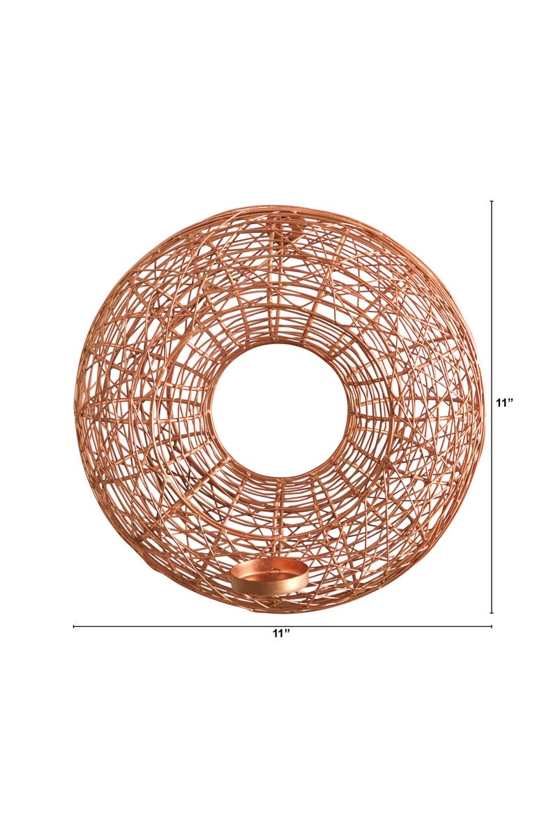 NEARLY NATURAL 11-in Wired Copper Circle Wall Sconce Candle Holder, Alternate, color, Copper